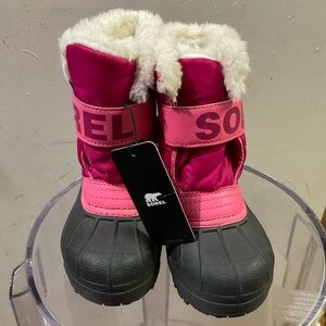 Sorel Pink and Black Kids Winter Boots